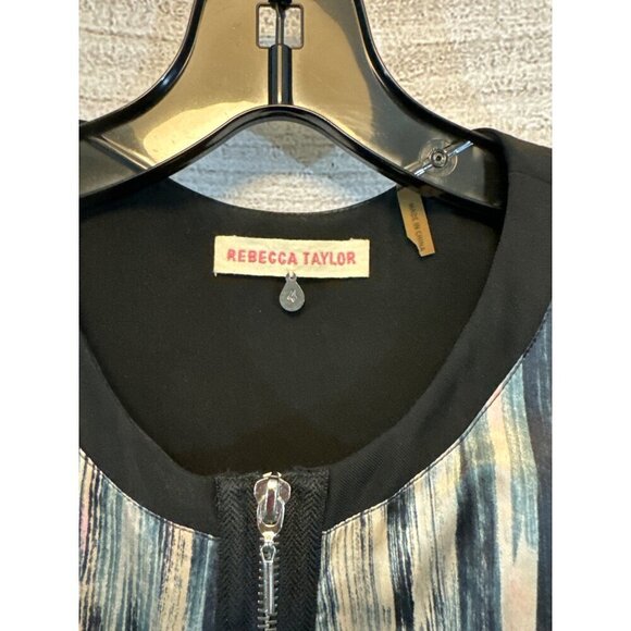 Rebecca Taylor Sleeveless Abstract Print Fit & Flare Dress With Front Zipper 4 - Picture 2 of 4